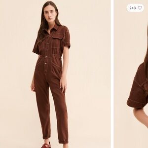 Free People Brown Cropped Jumpsuit